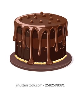 2D flat vector illustration chocolate cake icon isolated on a white background.

