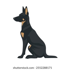 2D flat vector illustration dog icon isolated on a white background.