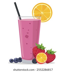 2D flat vector illustration fruit smoothie icon isolated on a white background.