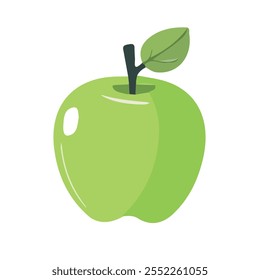 Icono de manzana verde de Ilustración vectorial plana 2D aislado en un fondo blanco.