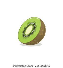 ícone de fruta de kiwi de ilustração de vetor plano 2D isolado em um fundo branco.