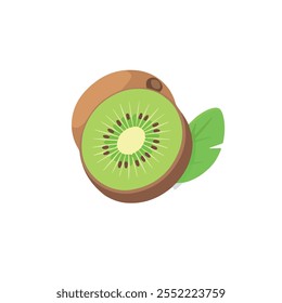 ícone de fruta de kiwi de ilustração de vetor plano 2D isolado em um fundo branco.