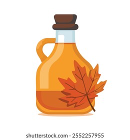 2D flat vector illustration maple syrup bottle icon isolated on a white background.