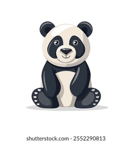 Ícone de panda de ilustração de vetor 2D plano isolado em um fundo branco.