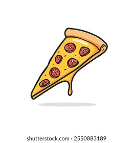 2D flat vector illustration pizza slice icon isolated on a white background.