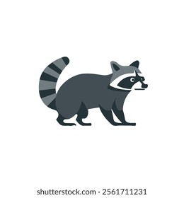 2D flat vector illustration raccoon icon isolated on a white background.