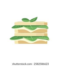 2D flat vector illustration sandwich with lettuce icon isolated on a white background.