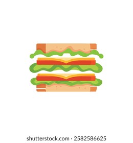 2D flat vector illustration sandwich with lettuce icon isolated on a white background.