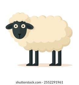 Vetor 2D plano ilustração ícone de ovelha isolado em um fundo branco.