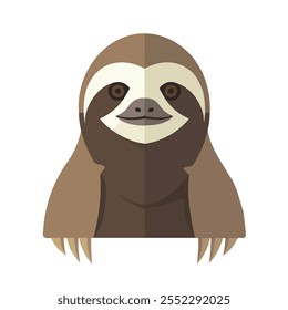 2D flat vector illustration sloth icon isolated on a white background.