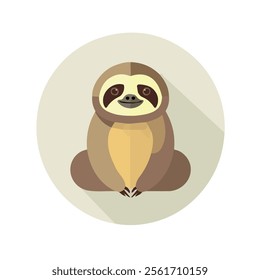 2D flat vector illustration sloth icon isolated on a white background.