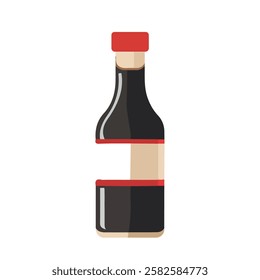 2D flat vector illustration soy sauce bottle icon isolated on a white background.