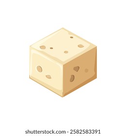 2D flat vector illustration tofu block icon isolated on a white background.