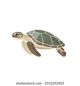 Ícone de tartaruga de ilustração de vetor plano 2D isolado em um fundo branco.