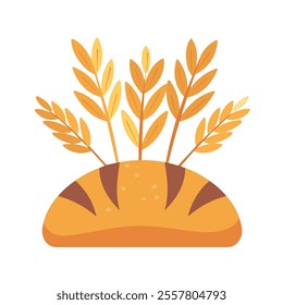 2D flat vector illustration whole grain bread icon isolated on a white background.
