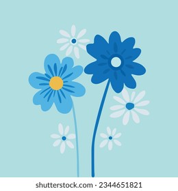 2d flowers blue floral picture