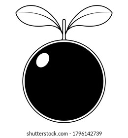 2D Fruit Vector - Black And White Tangerine Orange Fruit Silhouette Isolated On White Background, Fruit Icon Illustration