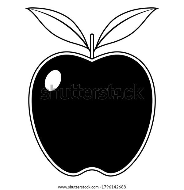 白い背景に2dフルーツベクター画像 白黒のリンゴの果実のシルエット フルーツアイコンイラスト のベクター画像素材 ロイヤリティフリー