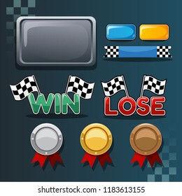 2D game asset. set of ui interface and button for race game. 
