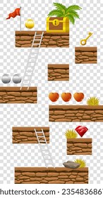 2D Game Platform Isolated With Transparant Background For Mobile Game