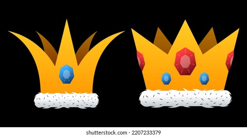 2d Game Set Of Objects Crown, Gold, Diamonds, King, Queen