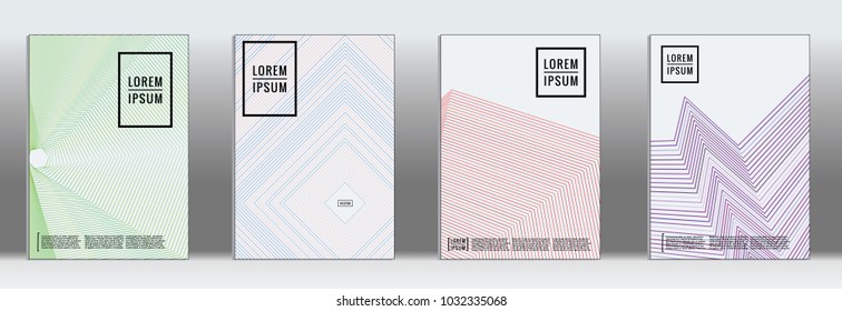 2d geometric cover.  Vector trendy line pattern for poster brochure.  Set of templates for business brochures.  2d prints for banner background.  Graphic design for annual album backdrop.