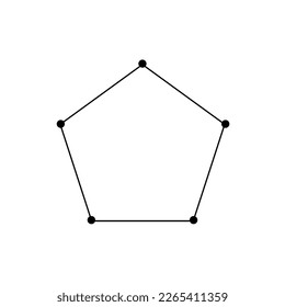 2D geometric shape of pentagon. Polygon pentagon shape in mathematics. Vector illustration isolated on white background.