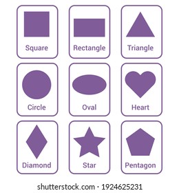 2d geometric shapes, flash cards