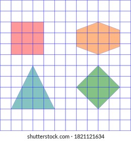 2d geometrische Formen auf quadratischem Papier