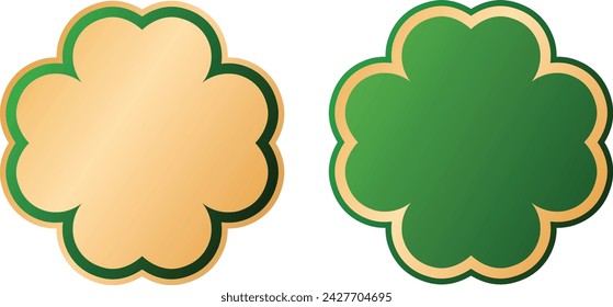 2D golden green clover symbol sign label element illustration for logo emblem decoration design