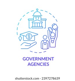 2D agencias de gobierno concepto de ícono de gradiente de línea delgada, vector aislado, ilustración que representa beca atlética.