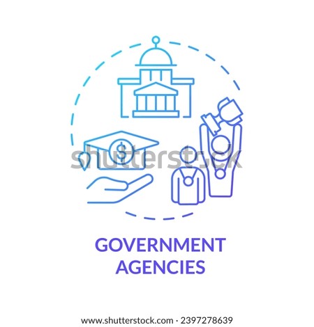 2D government agencies thin line gradient icon concept, isolated vector, illustration representing athletic scholarship.