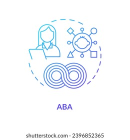 2D gradient ABA blue thin line icon concept, isolated vector, illustration representing behavioral therapy.