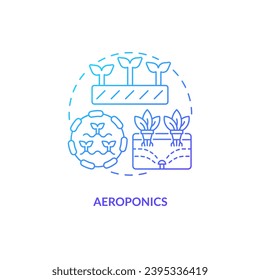 2D-Farbverlauf-Aeroponik-Ikone, die das vertikale Ackerbau- und Hydrokultur-Konzept darstellt, einzelne Vektorgrafik, Dünnliniengrafik.