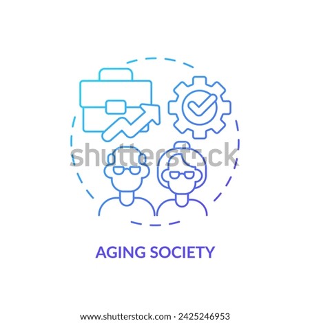 2D gradient aging society icon, simple isolated vector, thin line illustration representing workplace trends.
