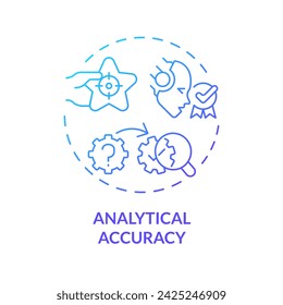 2D gradient analytical accuracy icon, creative isolated vector, thin line blue illustration representing cognitive computing.