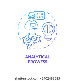 2D gradient analytical prowess icon, isolated vector, AI engineer creative thin line illustration