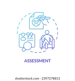 2D gradient assessment blue thin line icon concept, isolated vector, illustration representing behavioral therapy.