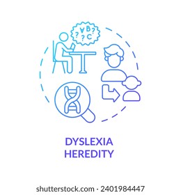 2D gradient blue icon dyslexia heredity concept, simple isolated vector, dyslexia thin linear illustration