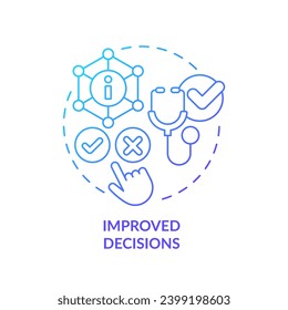 2D gradient blue icon improved decisions concept, isolated vector, health interoperability resources thin line illustration.