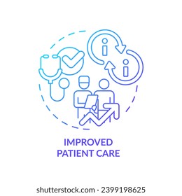 Icono azul gradiente 2D mejoró el concepto de cuidado del paciente, vector aislado, recursos de interoperabilidad de salud ilustración de línea delgada.