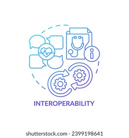 Concepto de interoperabilidad de icono azul gradiente 2D, vector aislado, recursos de interoperabilidad de estado ilustración de línea delgada.