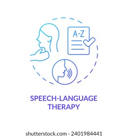 2D gradient blue icon speech language therapy concept, simple isolated vector, dyslexia thin linear illustration