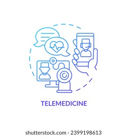 2D gradient blue icon telemedicine concept, isolated vector, health interoperability resources thin line illustration.