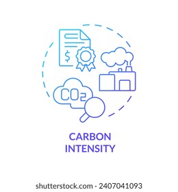 2D gradient carbon intensity icon, simple isolated vector, climate metrics thin line illustration.