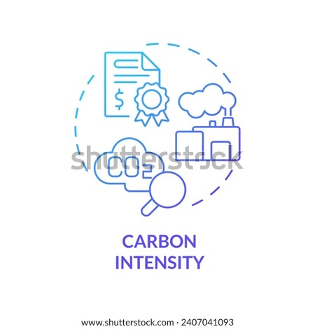 2D gradient carbon intensity icon, simple isolated vector, climate metrics thin line illustration.