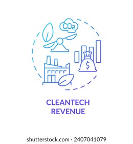 2D gradient cleantech revenue icon, simple isolated vector, climate metrics thin line illustration.