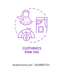 2D gradient clothing pink tax icon, isolated creative vector, thin line illustration representing pink tax.