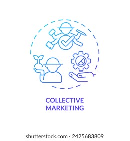2D gradient collective marketing icon, creative isolated vector, thin line illustration representing agricultural clusters.