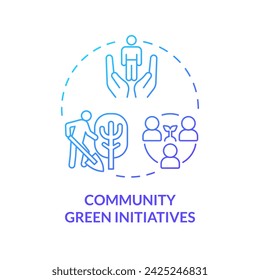 2D gradient community green initiatives icon, creative isolated vector, thin line illustration representing environmental psychology.